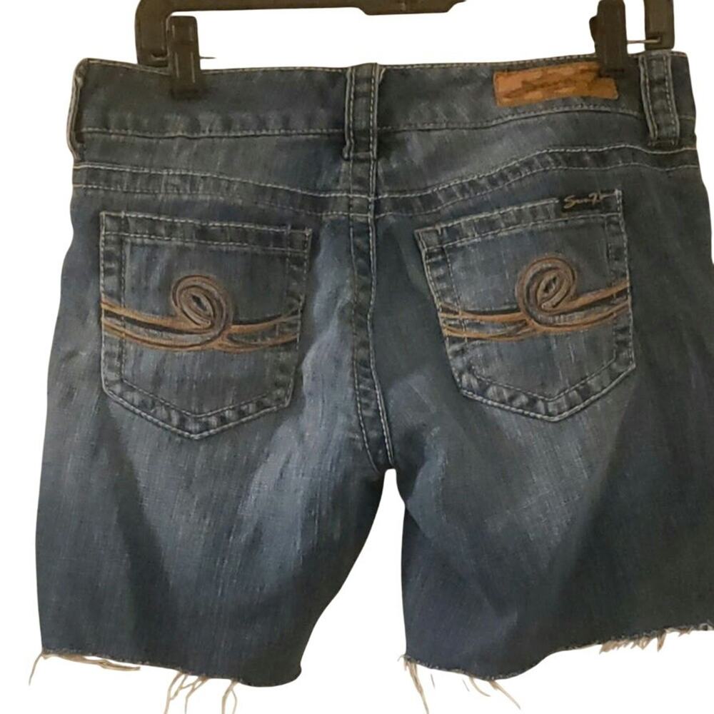 Vintage Seven7 Denim Shorts Low-Rise Size 8 Y2K Cut-offs Embroidered‎ Pockets